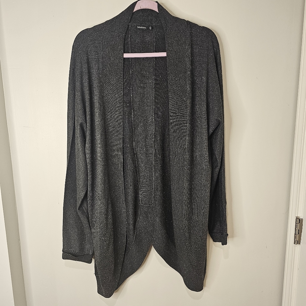 Solution Long Sleeve Open Front Black Cardigan Sw… - image 1